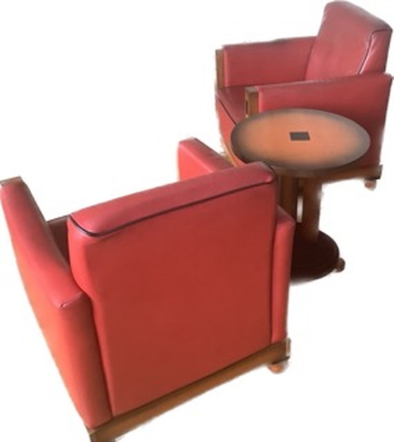 Image 1 of 2x Art deco fauteuils + bijpassend tafeltje