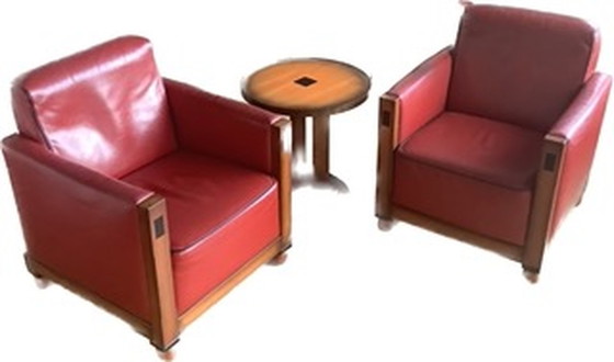 Image 1 of 2x Art deco fauteuils + bijpassend tafeltje