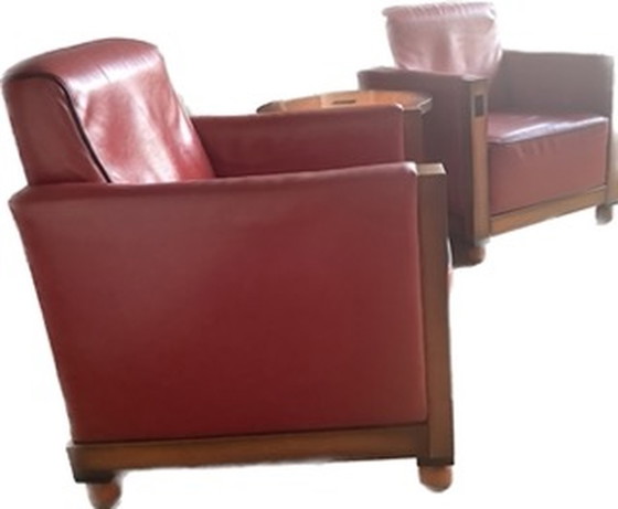 Image 1 of 2x Art deco fauteuils + bijpassend tafeltje