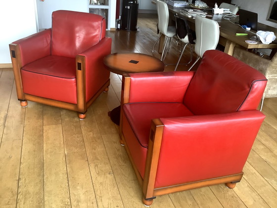 Image 1 of 2x Art deco fauteuils + bijpassend tafeltje