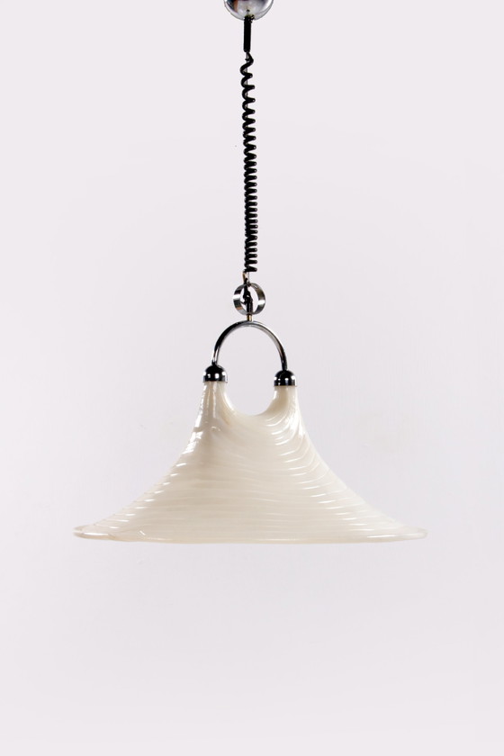 Image 1 of Vintage Space Age Witte hanglamp Cristallux Germany 70