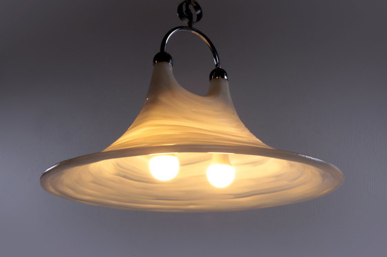 Image 1 of Vintage Space Age Witte hanglamp Cristallux Germany 70