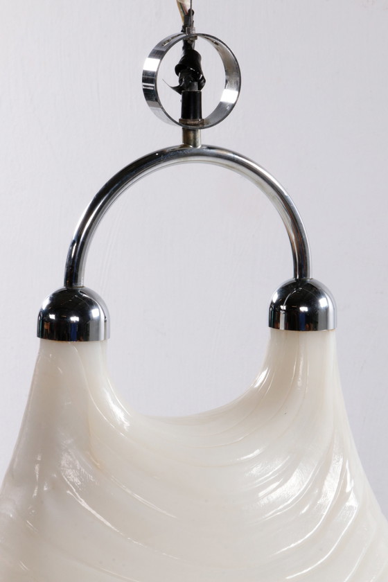 Image 1 of Vintage Space Age Witte hanglamp Cristallux Germany 70