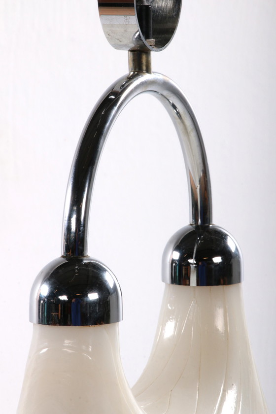 Image 1 of Vintage Space Age Witte hanglamp Cristallux Germany 70