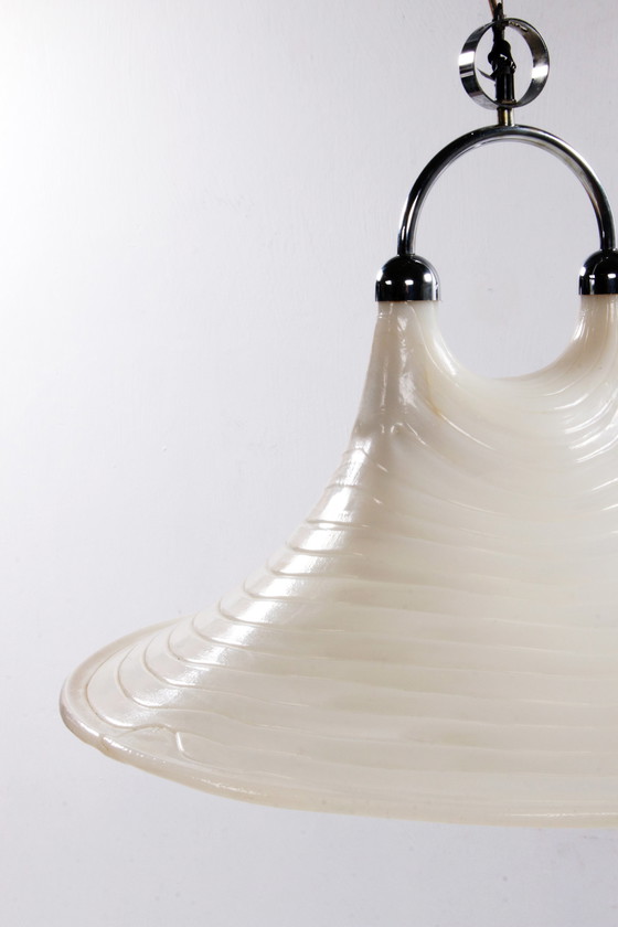 Image 1 of Vintage Space Age Witte hanglamp Cristallux Germany 70