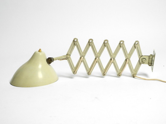 Image 1 of Originele Mid Century Beige Industrieel Ontwerp Opvouwbare Uitschuifbare Wand "Schaar" Lamp Van Sis