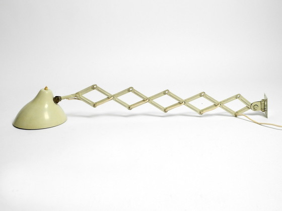 Image 1 of Originele Mid Century Beige Industrieel Ontwerp Opvouwbare Uitschuifbare Wand "Schaar" Lamp Van Sis