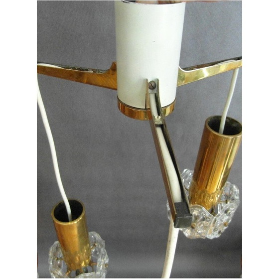 Image 1 of Verstelbare hanglamp met 3 goudkleurige messing en kristallen spots, Vintage Kinkeldey, 1970