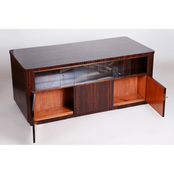 Image 1 of Vintage ebbenhouten en eikenhouten bureau, Frankrijk 1930