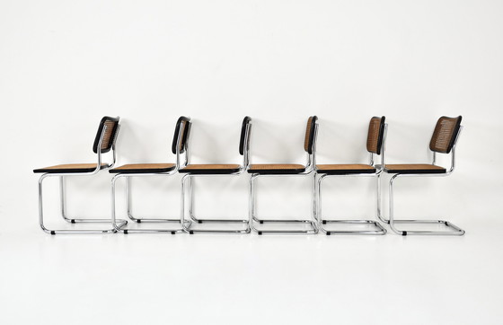 Image 1 of Eetkamerstoelen Stijl B32 van Marcel Breuer, set van 6