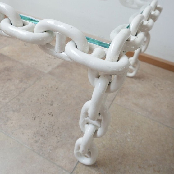 Image 1 of Vintage salontafel met fris helder glazen blad, België 1970