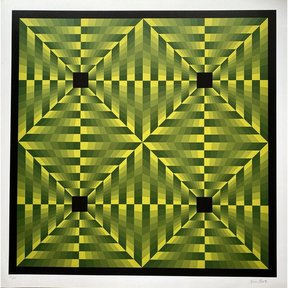 Image 1 of Vintage fotolithografie "hommage aan Vasarely" door Jim Bird, 1970