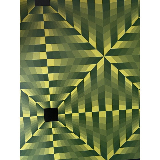 Image 1 of Vintage fotolithografie "hommage aan Vasarely" door Jim Bird, 1970