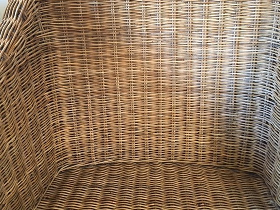 Image 1 of 4x Rotan Eetkamerstoelen Met Teakhouten Poten