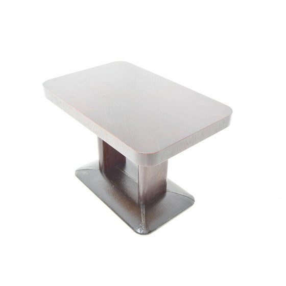 Image 1 of Vintage houten en metalen salontafel door Jindrich Halabala, Tsjecho-Slowakije 1930