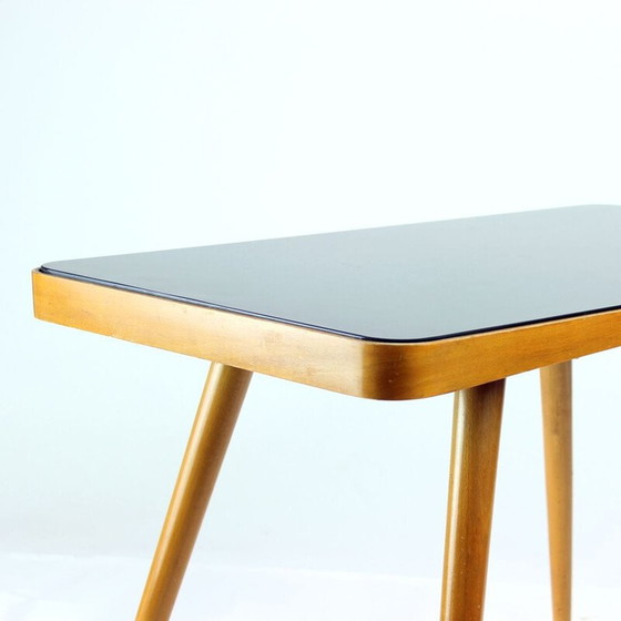 Image 1 of Vintage eiken en zwart glazen salontafel door Cesky Nabytek, Tsjechië 1960