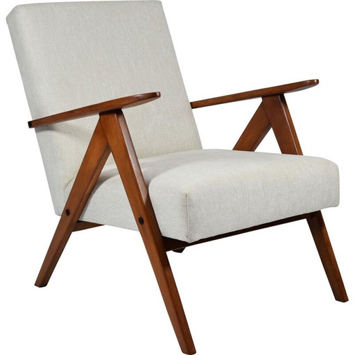 Vintage fauteuil VAR, jaren 1960, volledig gerenoveerd, gestoffeerd, beige kleur Scandinavisch 1960