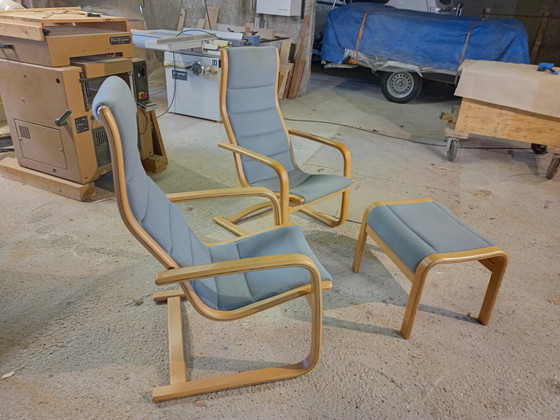 Image 1 of 2x Svedese Lamello fauteuils met voetenbank.