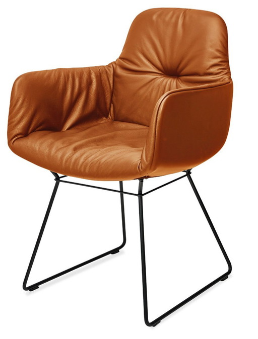 Freifrau Leya Dining Chairs In Cognac Leder Vv Zwart Onderstel 