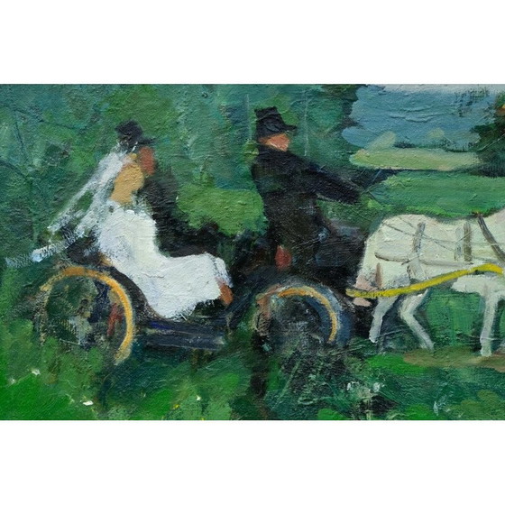 Image 1 of Olieverf op modern vintage bord door Ove Olson, Frankrijk 1973