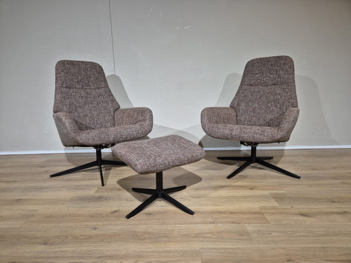 2X Montel Vision Relaxfauteuils - Hocker - Stof - Design