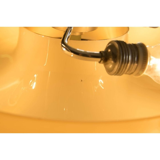 Image 1 of Vintage kroonluchter in chroom en blauw gelakt metaal