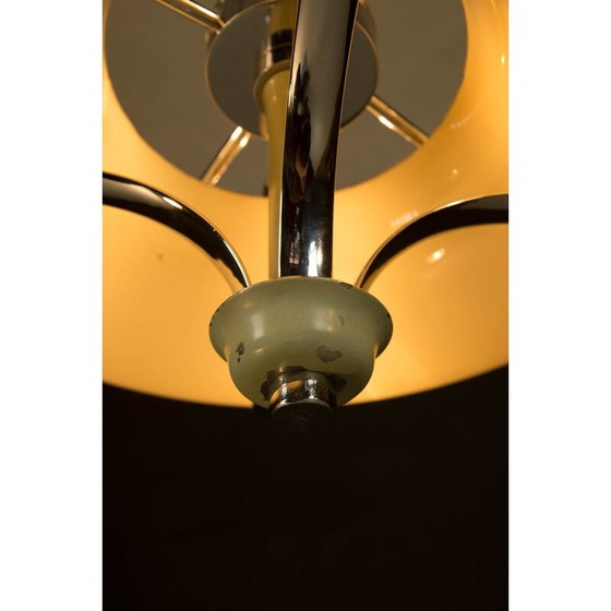 Image 1 of Vintage kroonluchter in chroom en blauw gelakt metaal