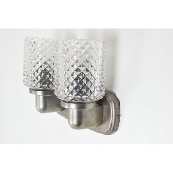 Image 1 of Vintage wandlamp van glas en metaal, Tsjecho-Slowakije 1960