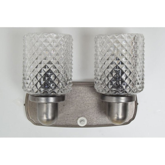 Image 1 of Vintage wandlamp van glas en metaal, Tsjecho-Slowakije 1960