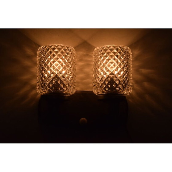 Image 1 of Vintage wandlamp van glas en metaal, Tsjecho-Slowakije 1960