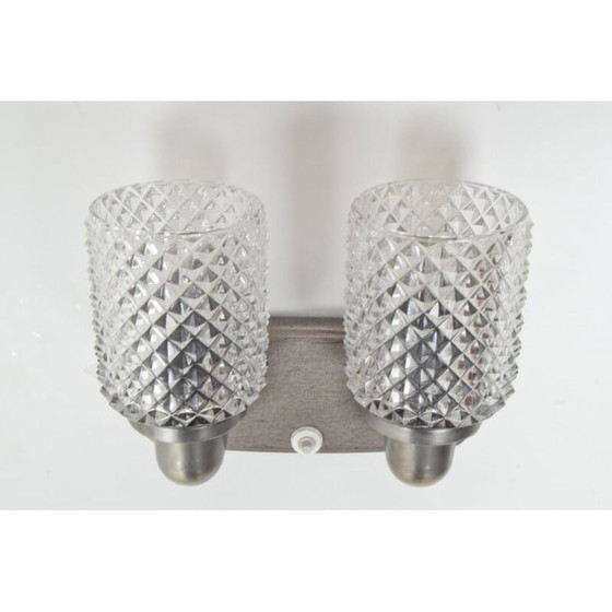 Image 1 of Vintage wandlamp van glas en metaal, Tsjecho-Slowakije 1960
