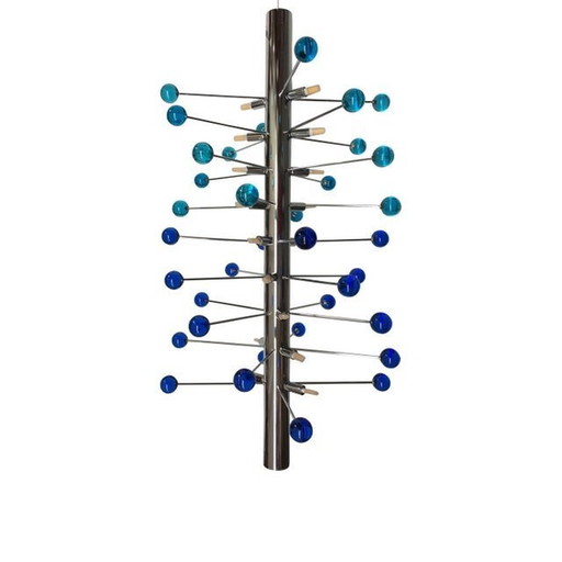 Eigentijdse lichtblauwe en blauwe "Cactus" Murano glazen Sputnik kroonluchter