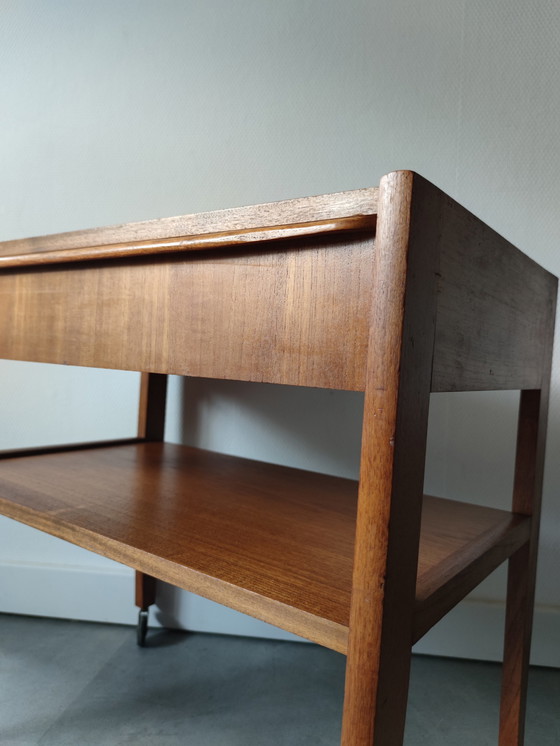 Image 1 of Vintage Deense bijzettafel/trolley in teak