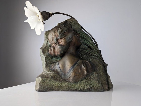 Image 1 of Art Nouveau sculptuur lamp door Julien Causse 1900S