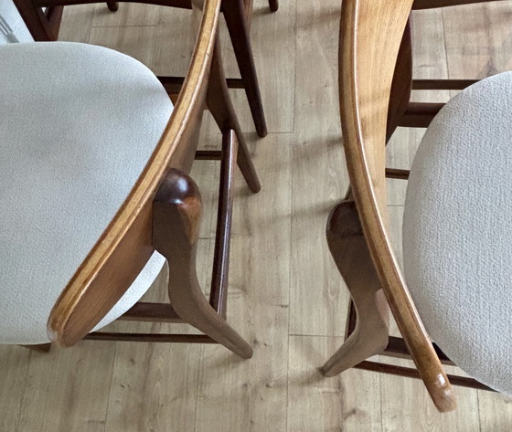 Image 1 of 4x Deense Vintage Farstrup Stoelen Crème Beige Teak