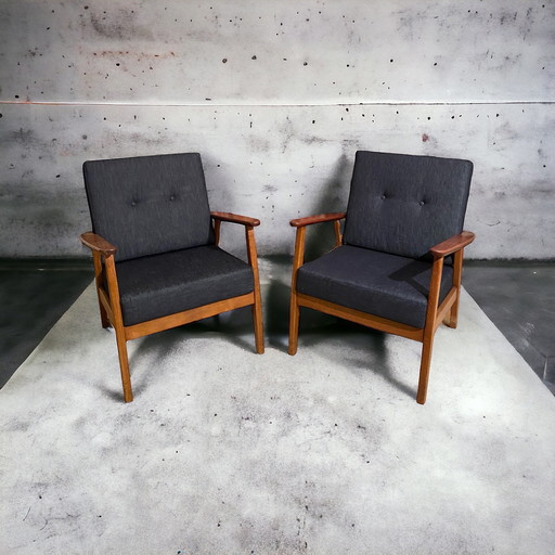 2x Vintage loungestoelen