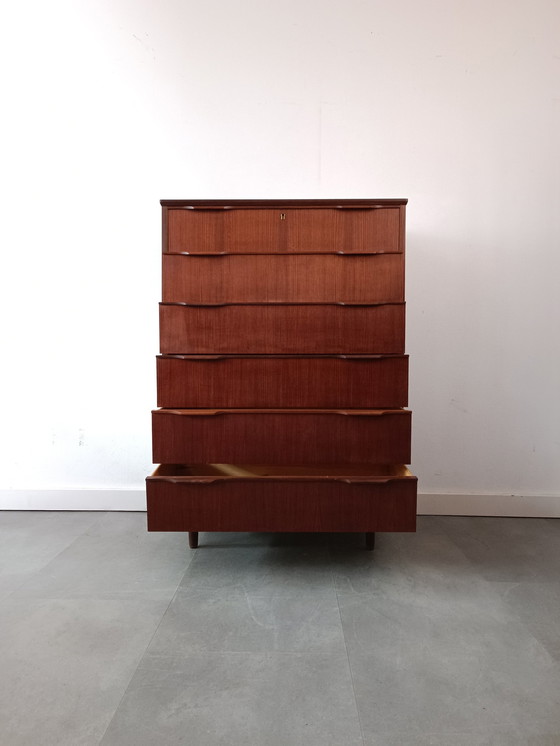 Image 1 of Vintage Deense Ladekast In Teak, Hoog En Breed!