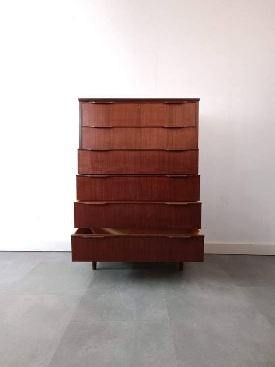 Image 1 of Vintage Deense Ladekast In Teak, Hoog En Breed!