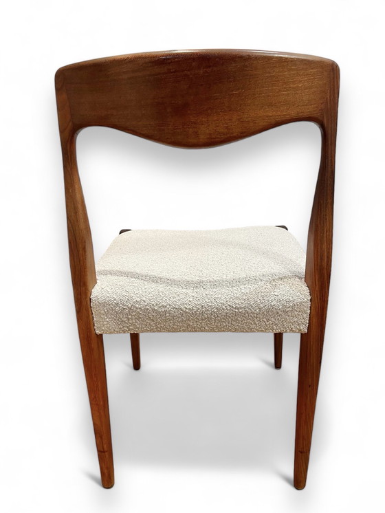 Image 1 of 4x Vintage Deense Eetkamerstoelen teak / bouclé