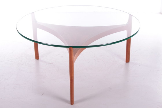 Image 1 of Sven Ellekaer Deense teak Salontafel met Dik glazenplaat voor Christiaan Linneberg, 1960s