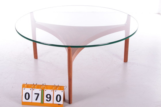 Image 1 of Sven Ellekaer Deense teak Salontafel met Dik glazenplaat voor Christiaan Linneberg, 1960s