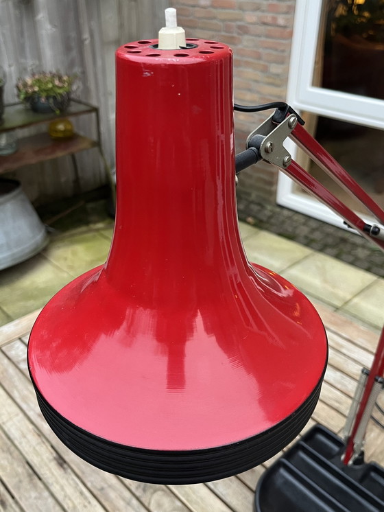 Image 1 of Zeldzame Vintage Belgische Architectenlamp in Rood/Zwart (Jaren ’70)