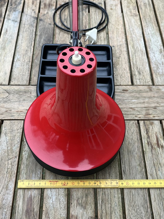 Image 1 of Zeldzame Vintage Belgische Architectenlamp in Rood/Zwart (Jaren ’70)