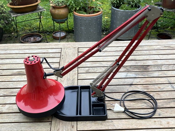 Image 1 of Zeldzame Vintage Belgische Architectenlamp in Rood/Zwart (Jaren ’70)