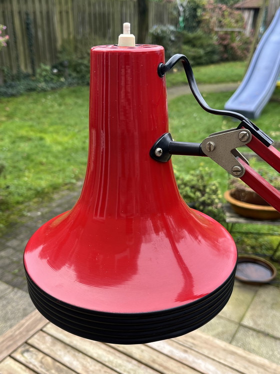 Image 1 of Zeldzame Vintage Belgische Architectenlamp in Rood/Zwart (Jaren ’70)