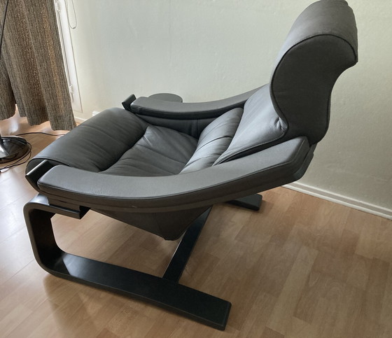 Image 1 of Roche Bobois Royal Fauteuil Leer Samoa Taupe