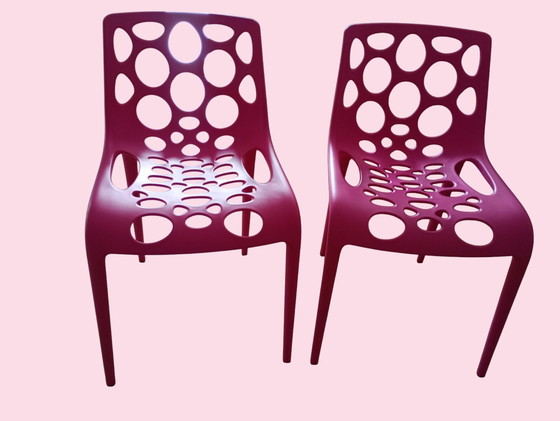 Image 1 of Set van 2 Calligaris Hero Stoelen - Fuchsia Kleur