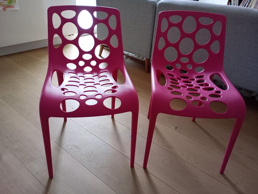 Set van 2 Calligaris Hero Stoelen - Fuchsia Kleur