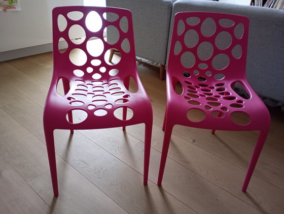 Image 1 of Set van 2 Calligaris Hero Stoelen - Fuchsia Kleur