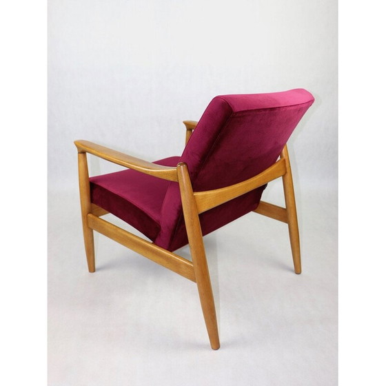 Image 1 of Vintage Burgundy Gfm-064 fluwelen fauteuil van Edmund Homa, 1970